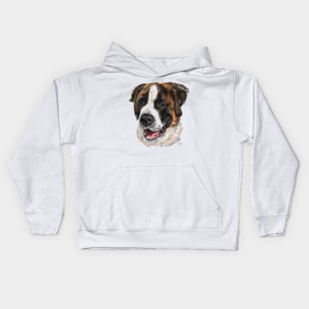 Saint Bernard Pooch Dog Kids Hoodie by LITDigitalArt